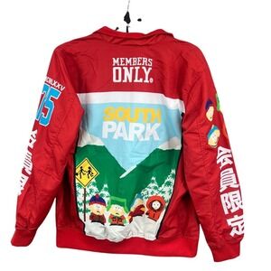 Members Only x South Park Track Jacket Mens L Red Windbreaker Retro NWT